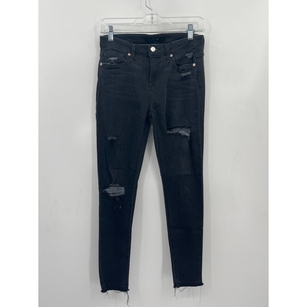 Joe's Jeans Size 27 Black Jael Wash Skinny Ankle Distressed Hem Jeans TGDJ3L5968